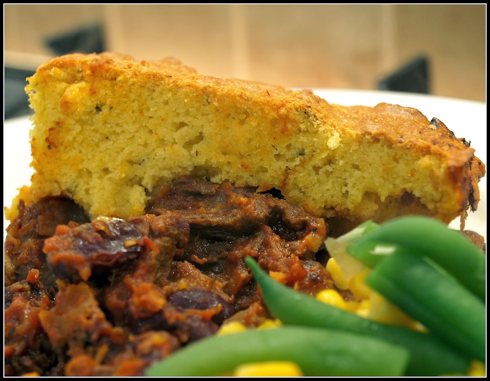 Mark's Veg Plot Chilli con Carne with cornbread topping