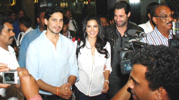 Sunny Leone in white top with dino morea - Dino Maria with Sunny Leone