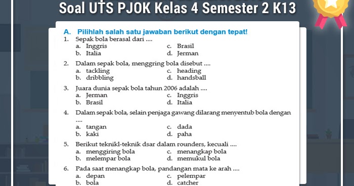 Soal Ujian Pjok Sd 2021 Kanal Jabar
