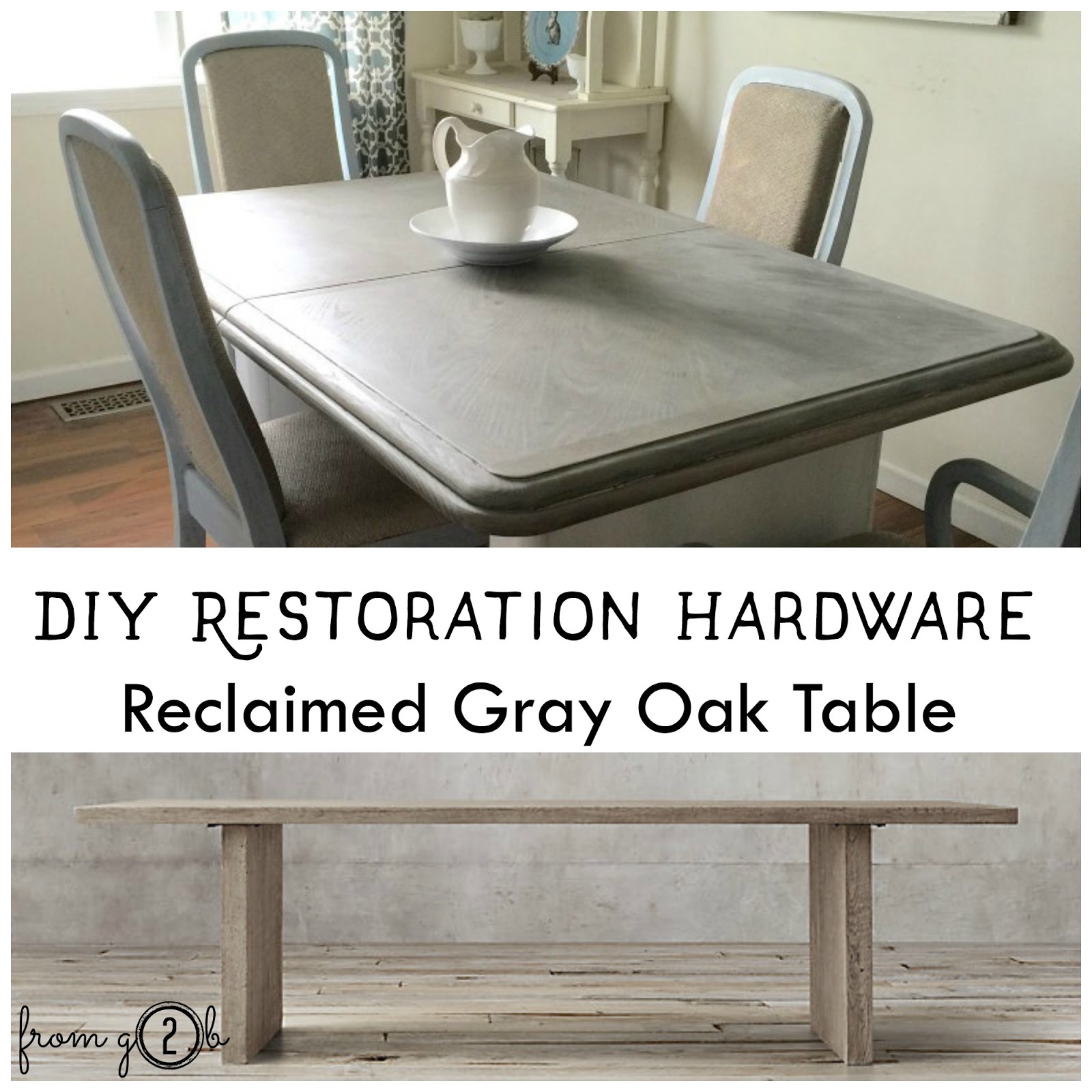 from Gardners 2 Bergers DIY RH Reclaimed Gray Oak Table