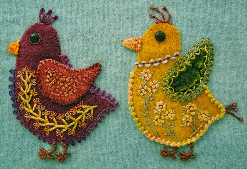 Beadlust Wool Applique Chicks with Emerging Personalities