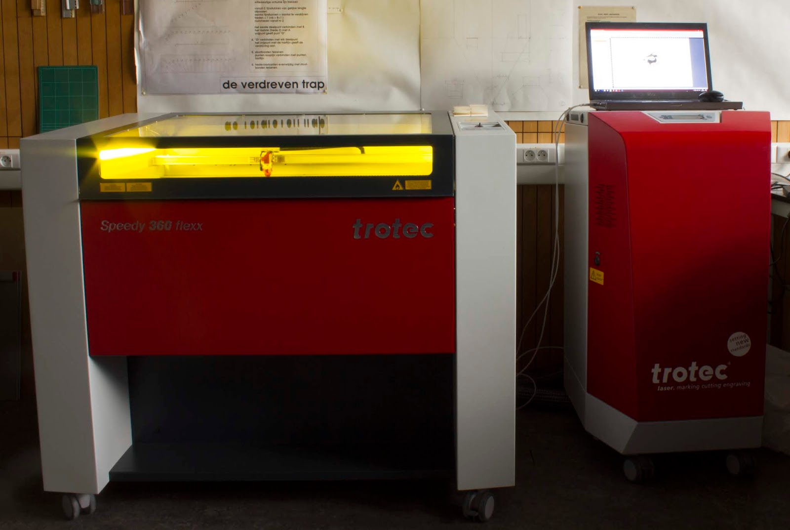 STEAMLAB in de academie: Nieuwe lasermachine : Trotec Speedy 360 Flexx