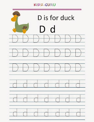 Kindergarten Worksheets: Printable Tracing Worksheet - Alphabet D d
