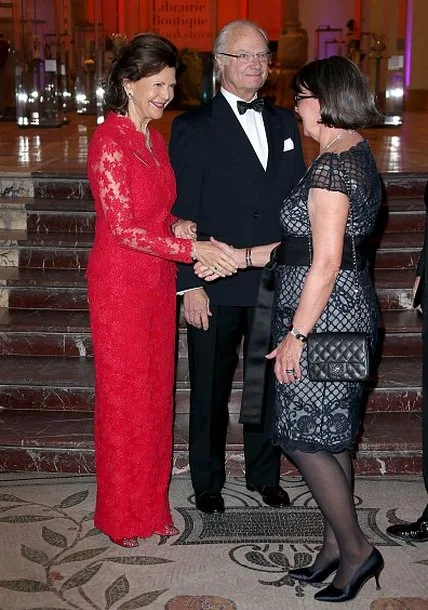 King Carl Gustaf XVI and Queen Silvia of Sweden attend the Swedish Chamber of Commerce's Centenary Celebrations dinner at Le Petit Palais