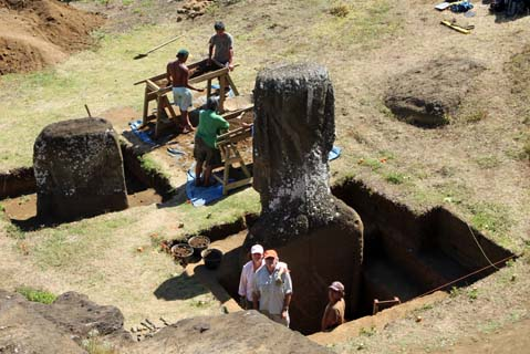 Overview of the excavation site in Rano Raraku interior. - Eisp.org