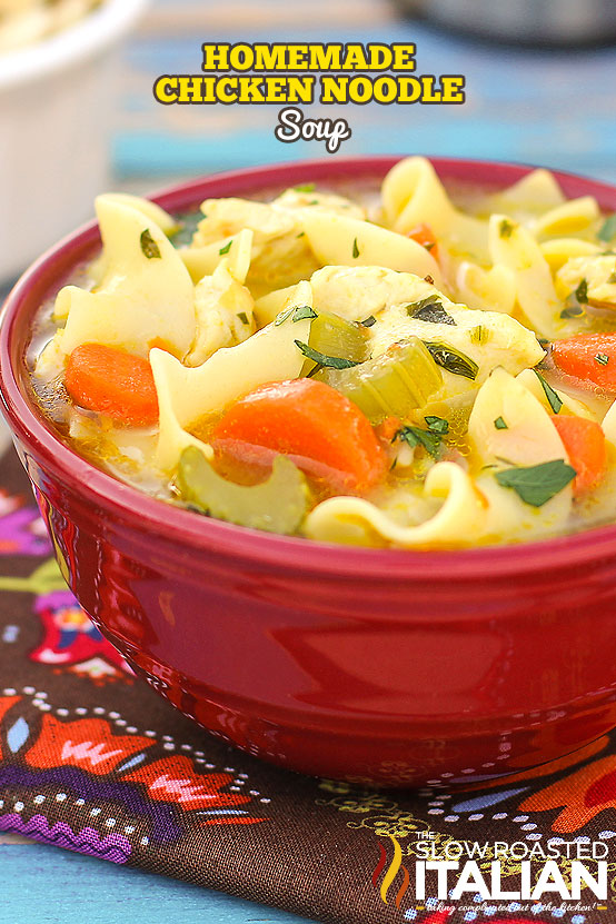 Italian Food Homemade Chicken Noodle Soup (Video)