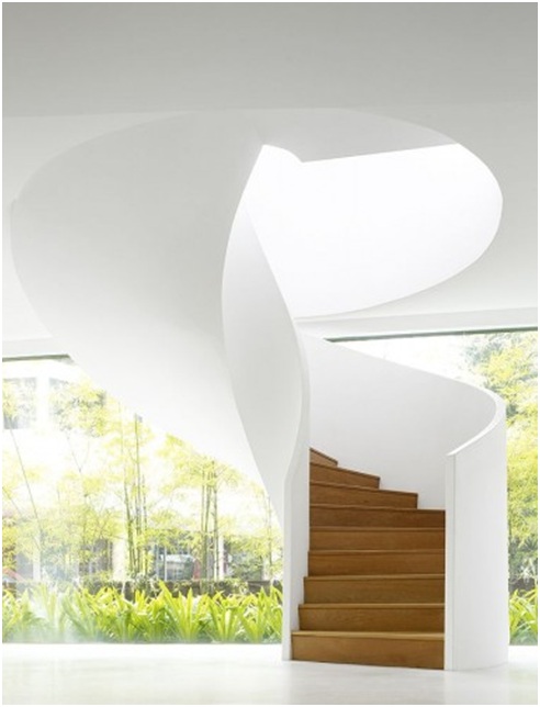 Spiral staircase design in white