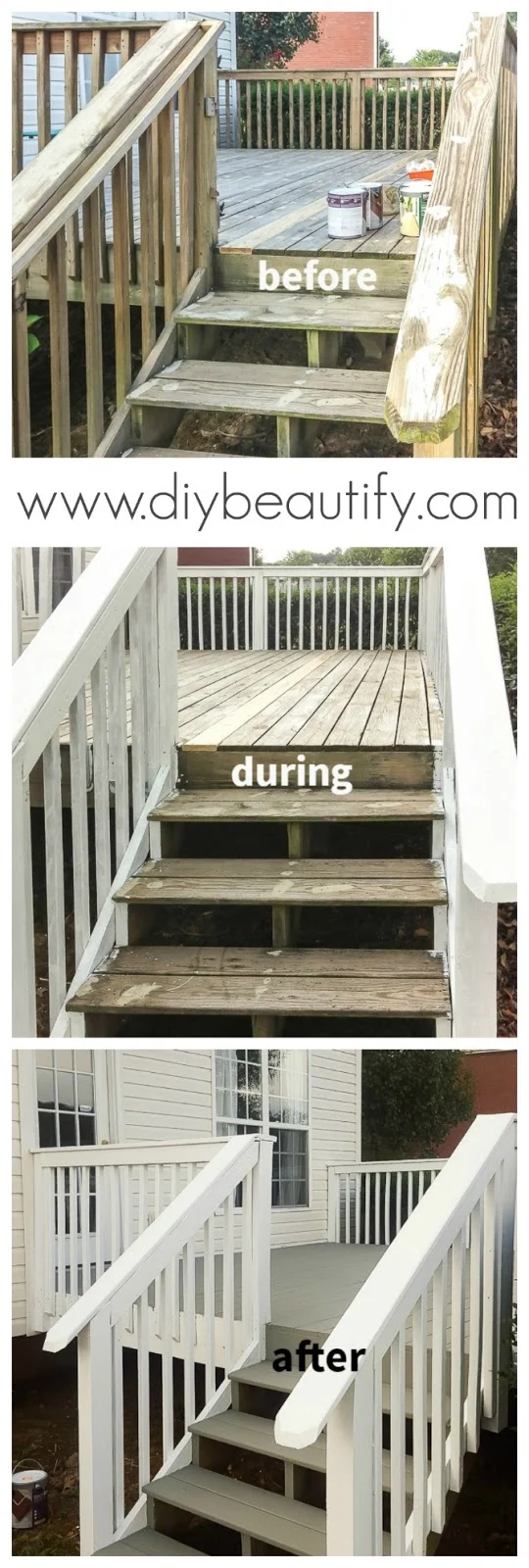 gray and white painted deck