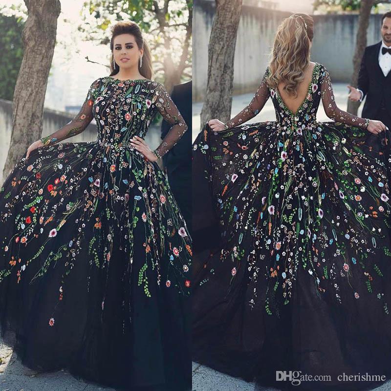 black floral ball gown