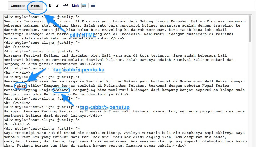 Cara Menggunakan Tag ABBR