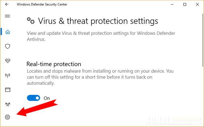 Virus and Threat Protection Settings in Windows Defender (www.kunal-chowdhury.com)