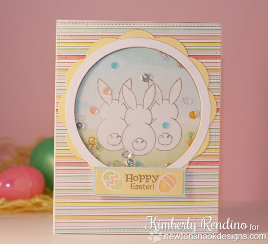 Sharker Easter card with Bunnies by Kimberly Rendino | Bunny Hop Stamp set by Newton's Nook Designs
