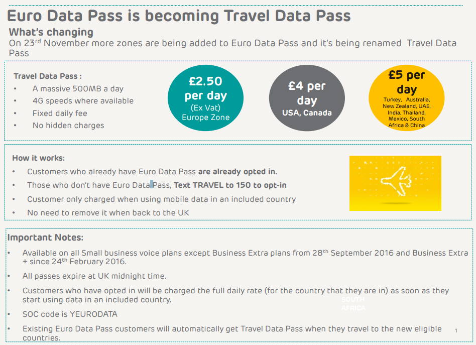 EE Roaming changes Travel Data Pass bolton Business Mobile Life