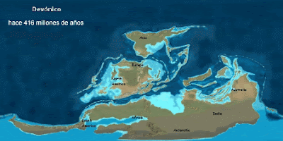 Paleo mapa del Devónico