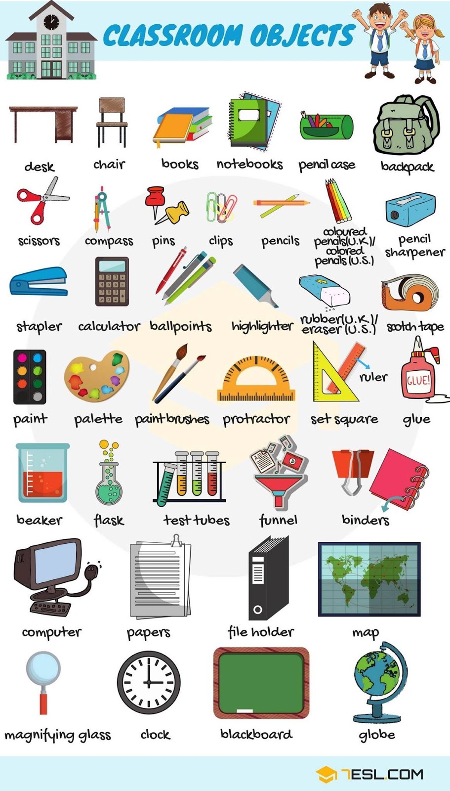 ONE TWO THREE, SILENCE PLEASE!: vocabulary: school objects