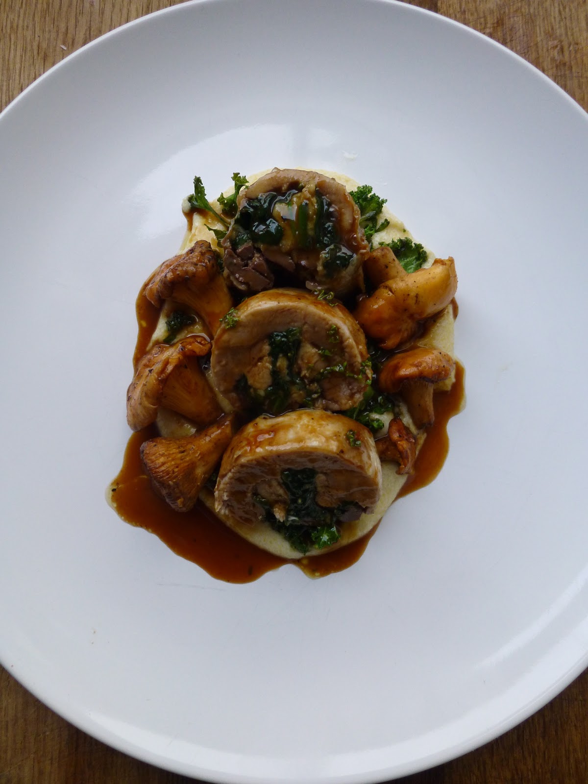 Sam Cooks Food Ballotine of quail with bacon infused polenta, crispy