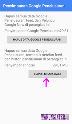 Hapus Data Google
