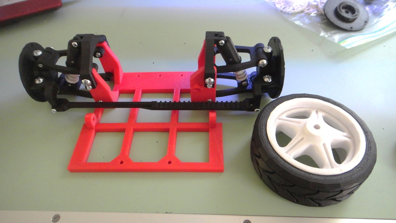 The Tinkers Electric Car Model Front Suspension Completed