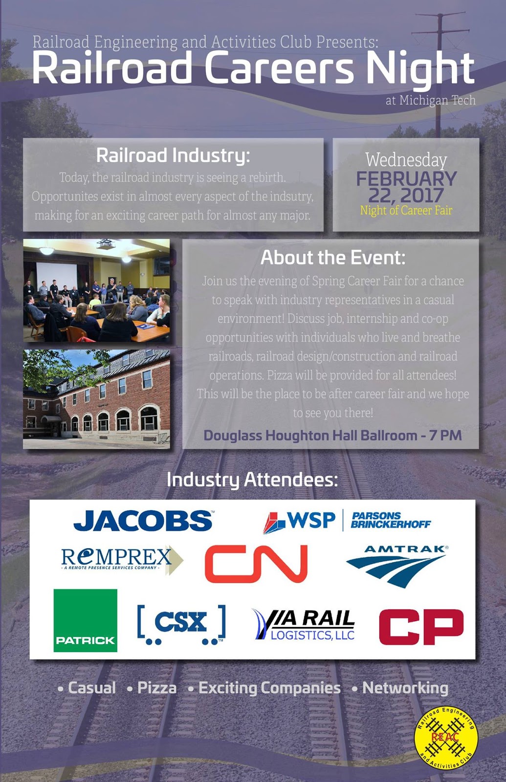 railroad engineering and activities club reac bnsf company information flyer for job fair