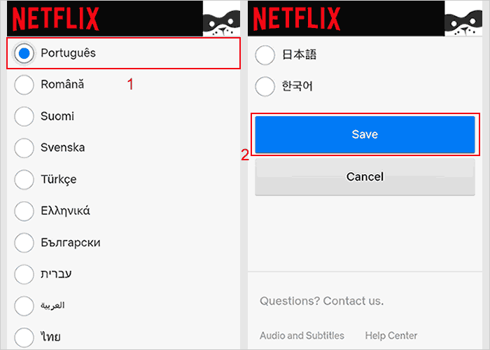 Escolhendo o idioma Português no Netflix pelo celular