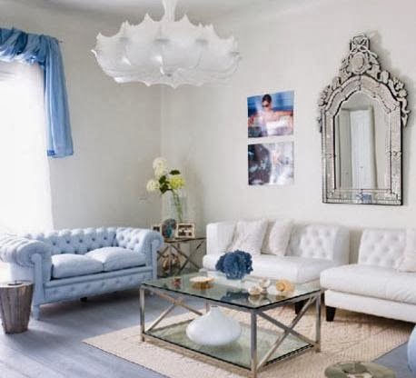 Salas en color celeste y blanco - Colores en Casa
