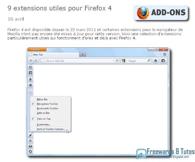 Sélection d'extensions utiles pour Firefox 4