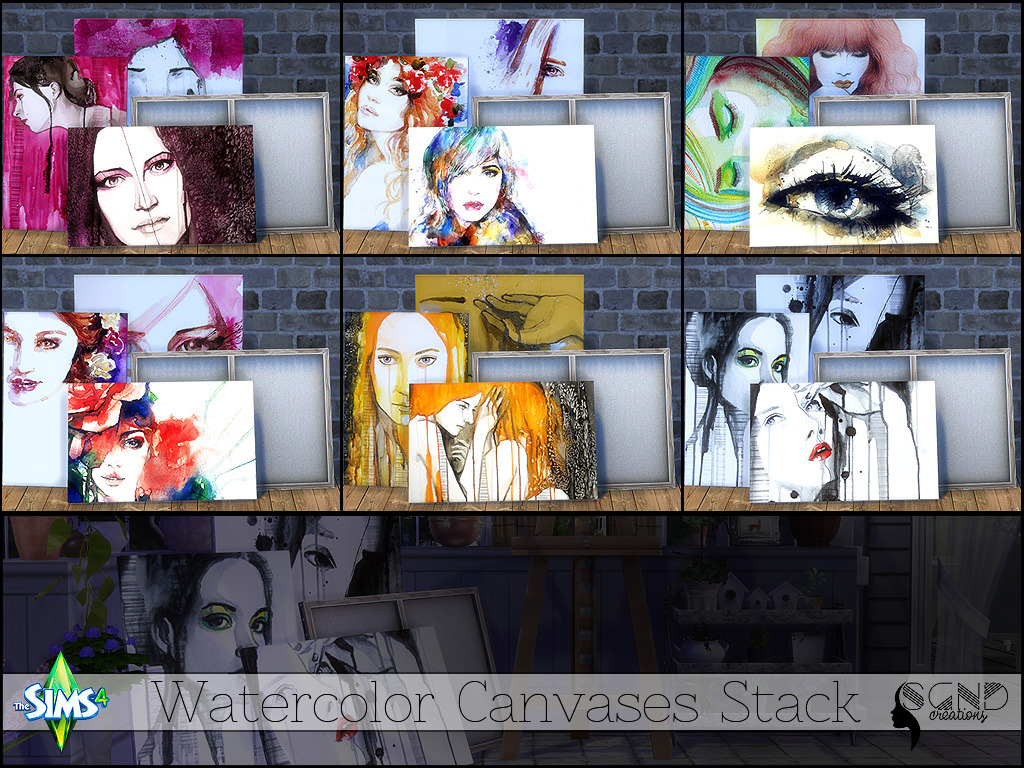 Sims 4 CC's The Best TS4 Stacks of watercolour canvases by The Sim