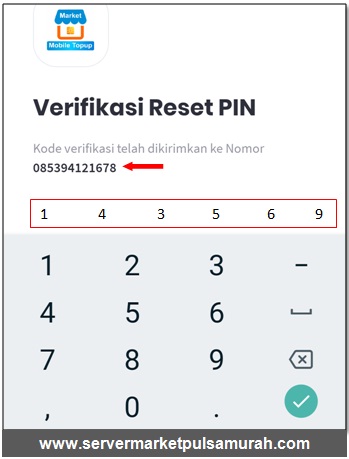 verifikasi reset PIN market mobile topup