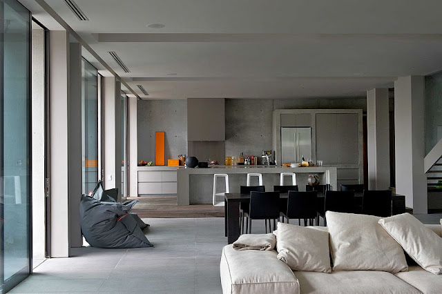 Contemporary interiors of modern concrete home in Australia 