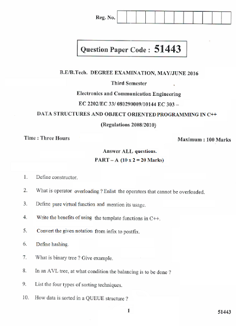 EC2202 Data Structures and Object Oriented Programming in C++ May June ...