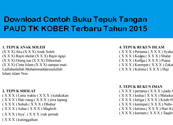  Download Contoh Buku Tepuk Tangan PAUD TK KOBER Terbaru Tahun 2015