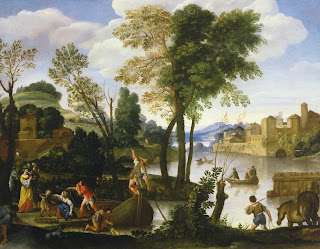 Domenichino's River Landscape with Boatmen and Fishermen demonstrates qualities that influenced many landscape painters 