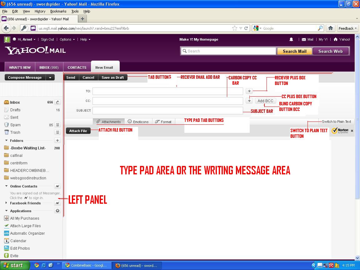 Yahoomail Compose Email Message Parts Use And Functions