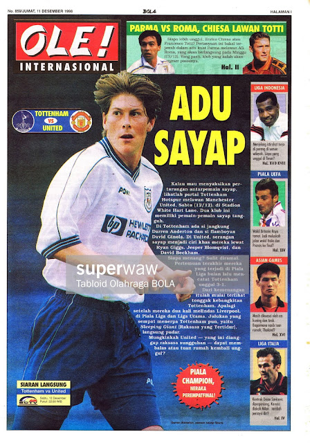 ANDERTON TOTTENHAM HOTSPUR VS MANCHESTER UNITED FA PREMIER LEAGUE 1998 ANDERTON TOTTENHAM HOTSPUR VS MANCHESTER UNITED FA PREMIER LEAGUE 1998