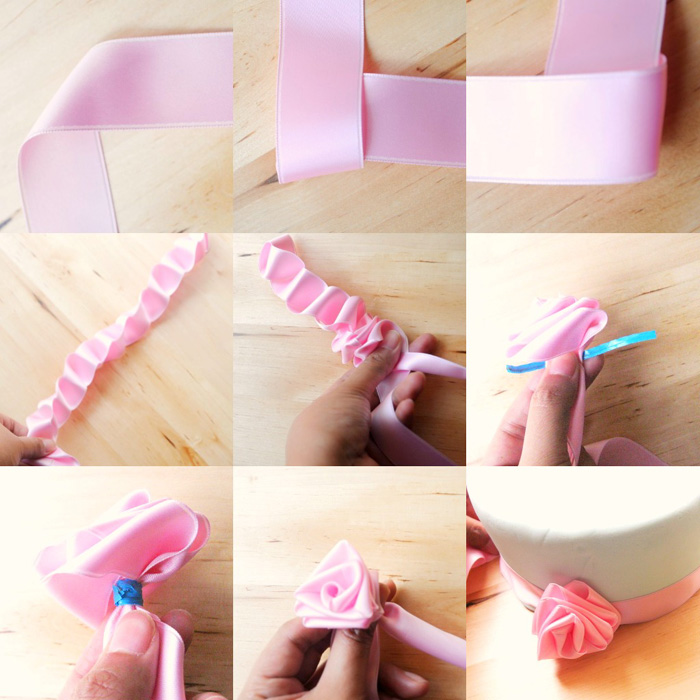 Belle Cake Topper and Mould: simple rose ribbon