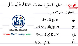 تمرين مقترح لاختبار فهمكم لفقرة المتراجحات من الدرجة الاولى بمجهول واحد 