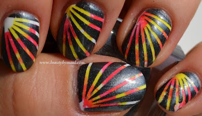 stripes, watercolor nails, manicure