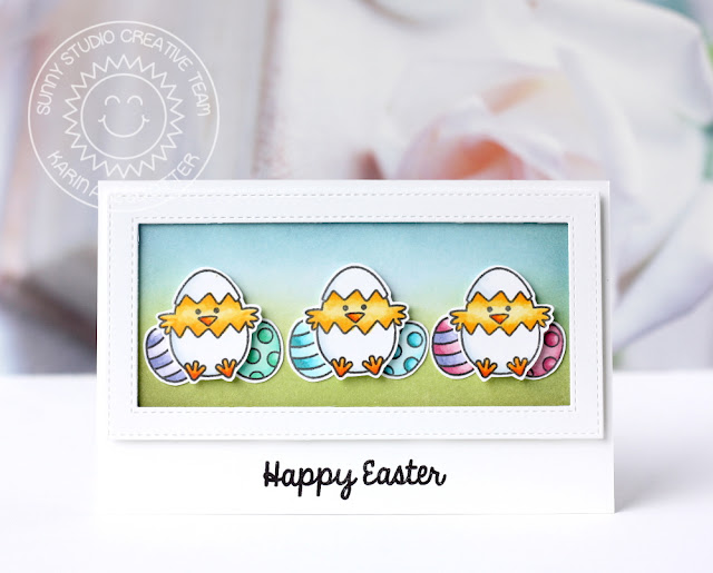 Sunny Studio Stamps: A Good Egg Trio Of Chicks Easter Card by Karin Akesdotter