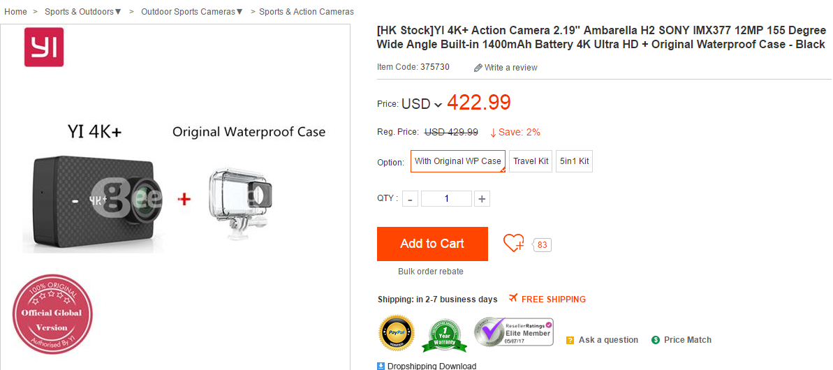 [IN STOCK] YI 4K+ Action Camera 2.19" Ambarella H2 SONY IMX377 12MP 155