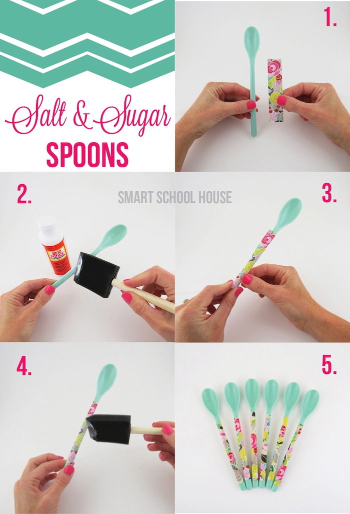 DIY Salt and Sugar Spoons. A quick and easy craft that is fun for decorating or entertaining! 