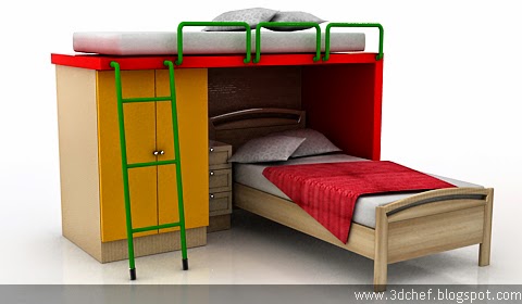 free 3d model kids bed