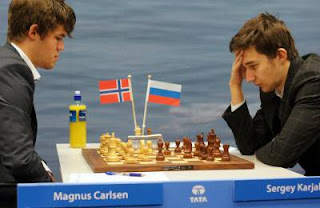 Échecs : Magnus Carlsen 1-0 Sergey Karjakin - Photo © Tata Steel 