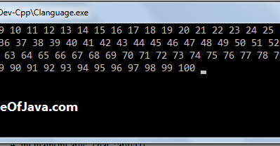 C program to print 1 to 100 without using loop - InstanceOfJava