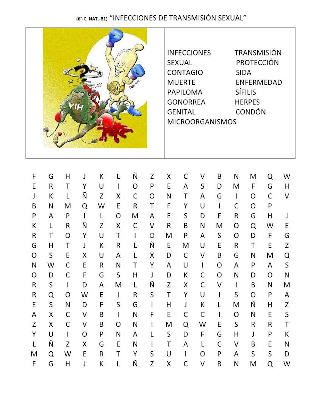 Sopa de letras infecciones de transmisión sexual