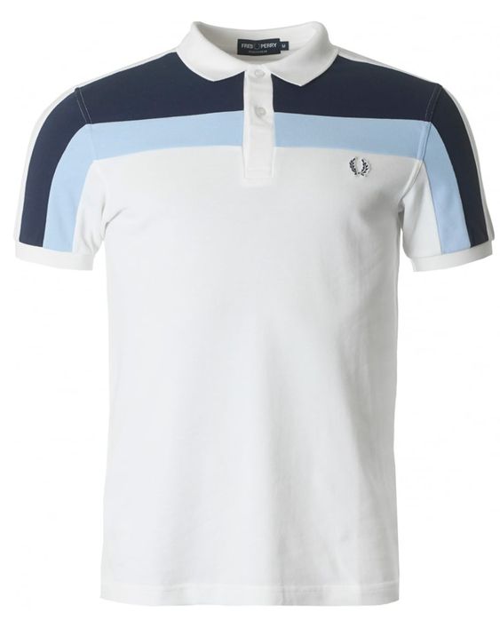 Mens Fred Perry White and Blue Polo - MODERNAUT