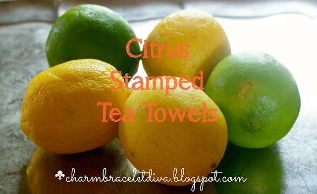 lemons limes citrus stamped tea towels  