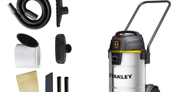 8-Gallon Stanley 6.0 Peak HP Stainless Steel Wet/Dry Vac + Accessories