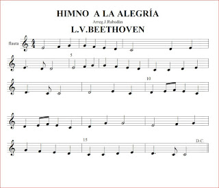 Cursos piano gratis: Himno a la alegría , notas, flauta