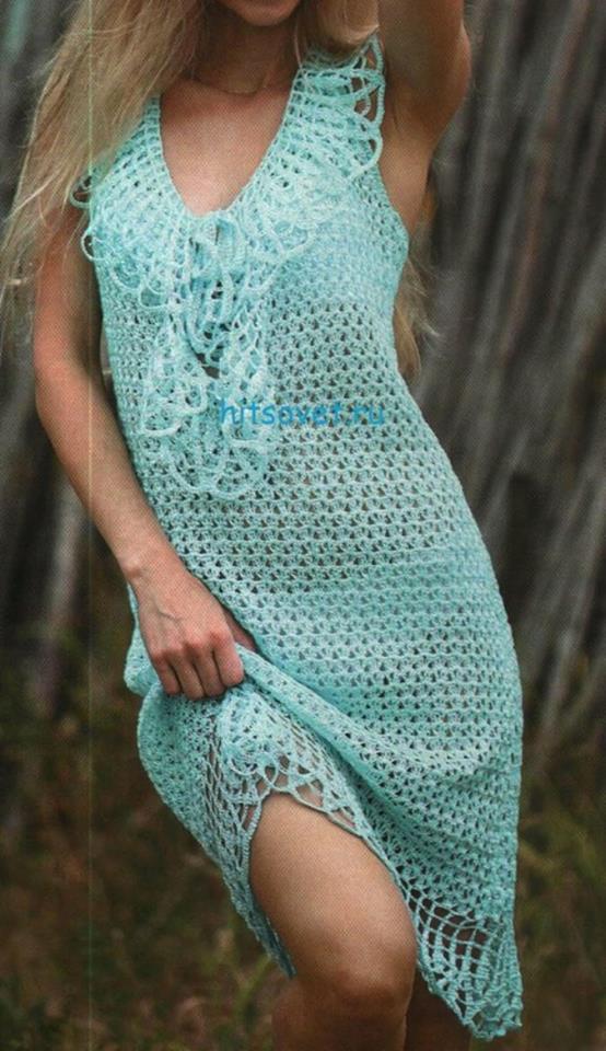 Tina's handicraft : crochet dress backed with binding on the neck