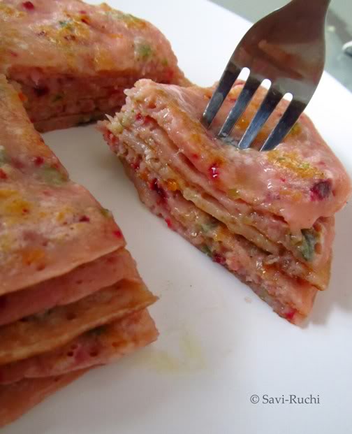 SaviRuchi Eggless savory pancakes/Instant vegetable uttappam